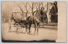 Postcard RPPC Man Driving a Horse Drawn Carriage AZO c1915