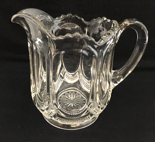 Galloway Glass Creamer 4" Sawtooth Edge Mirror Plate Pattern Antique Vintage