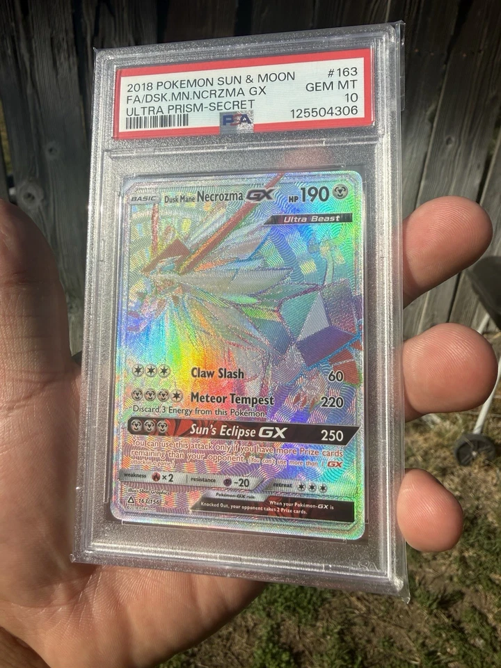 Pokemon Dusk Mane Necrozma GX 163/156 Ultra Prism Secret Rare PSA 10 - Image 2 of 3