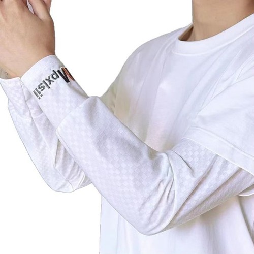Checkered Long Ice Silk Sleeves Arm Protection Cycling Gloves Outdoor - Picture 17 of 17