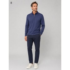 Peter Millar Crown Comfort 1/4 Zip Pullover Sweater Mens L Blue Cotton Modal