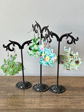 Easter Earrings, 4 Pack, Faux Leather Dangle Drop Wire, Spring Bunnies Flowers