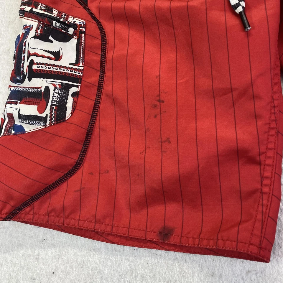 Oakley Board Shorts Mens 32 Red Black Surf Swim Trunks Checkered Drawstring - Image 2 of 4