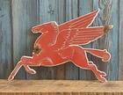 Vintage Die-cut Mobil Pegasus Gas Oil Porcelain Metal Sign