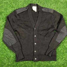 Military Equipment Corp Men Sz 38R US Army Black Wool Blend Cardigan Sweater