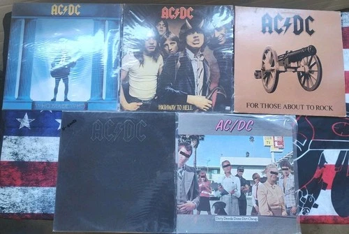 Lot Of 5 AC/DC Vinyl LP Records Who Made Who Highway To Hell Dirty Deeds Back In