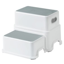 2-Step Stool for Kids Anti-Slip Toddler Stool for Toilet Potty Grey-White