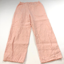 Eileen Fisher 100 Linen MED Fit 29W 26L High Rise Pants Pink Orange