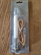 Electric Window Candle Lamp Silver Plated Base Candlestick Tan Cord Hudson 43