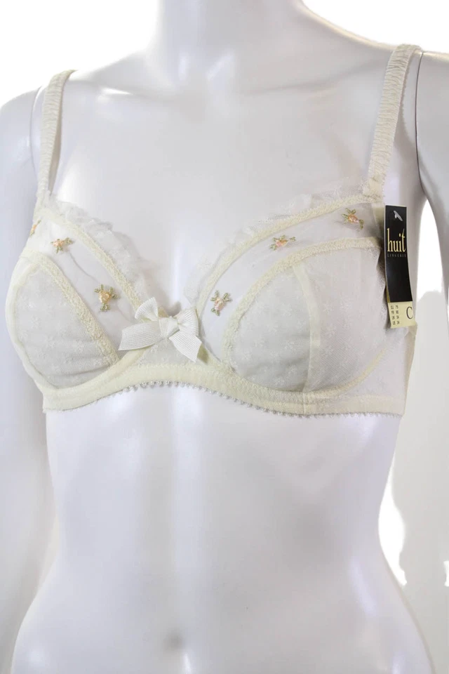 Бюстгальтер женский Huit белье вышитый на проволоке белый размер 34 C - Изображение 2 из 4