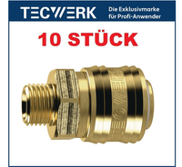 "10 StüCk Tecwerk Druckluft Messing Schnellverschlusskupplung 1/4\" Ag Dn 7,2"