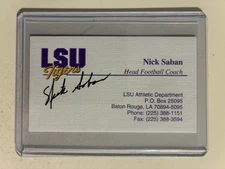 NICK SABAN autograph LSU Tigers Business Card Signed PSA authenticated RARE