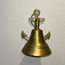 Brass Nautical Themed Bell With Anchor For Boat Dock Or Home