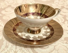 Holiday Discount! RS Germany Footed Cup & Saucer Gold Designs Trim & Handle. 