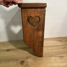 Vintage Wood Heart Cut Out Wall Shelf Towel B...