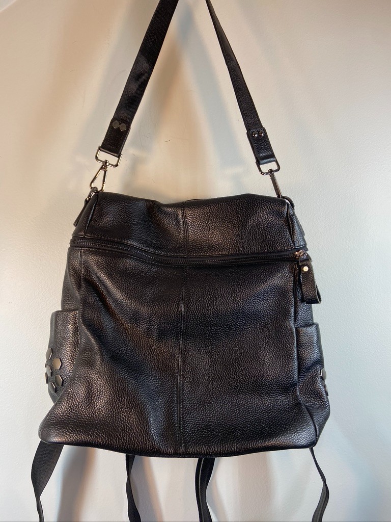 S ZONE BLACK PEBBLE LEATHER WOMENS BACKPACK LARGE 12 X 13  display picture 1