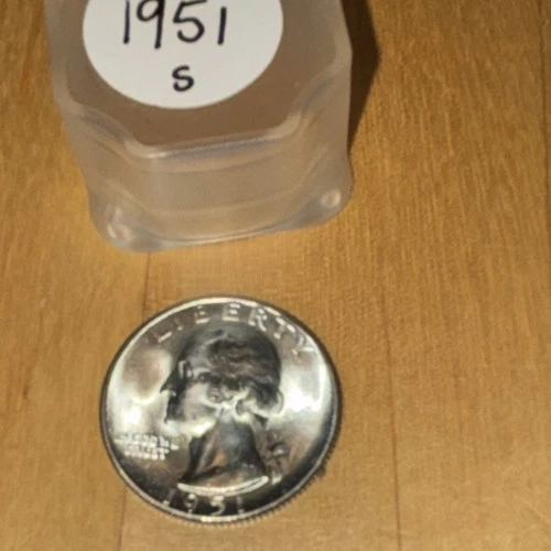 Rare 1951 S WASHINGTON QUARTER ROLL BU SILVER 25C SAN FRANCISCO NICE