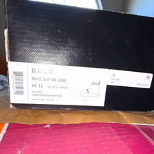 DKNY Mace-Slip On Logo Women's Knit Sneakers Black/White Comfort Zipper