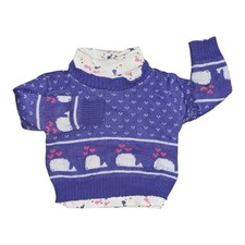 Vintage Joyce Howell Whale Sweater 80s 90s Knit Pullover Girls Size 2T Purple