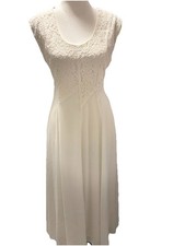 Vintage Ivory Lace Wedding Dress Size 7/8 Bridal Gown Sleeveless USA Boho Formal