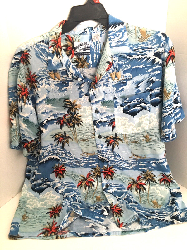 Pineapple Connection Hawaiian Men's Shirt Medium Blue Button Up Short Sleeve