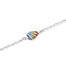 Ortak Scottish Jewellery Mirage Rainbow Single Drop Sterling Silver Bracelet