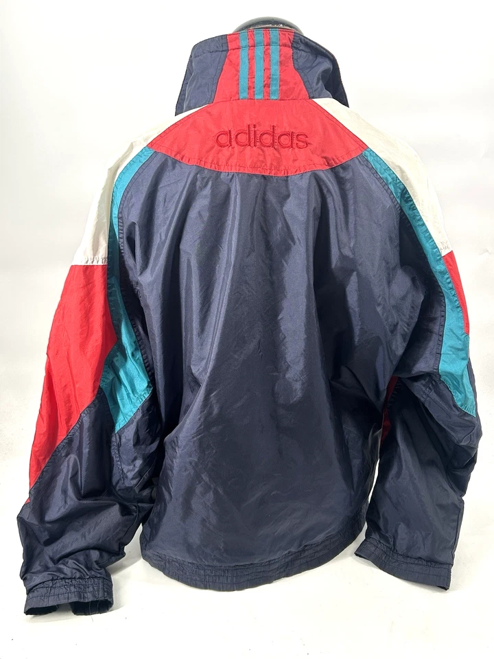 Vintage 90s Adidas Jacket Windbreaker blue red track top zip up Mens XL - Image 2 of 4