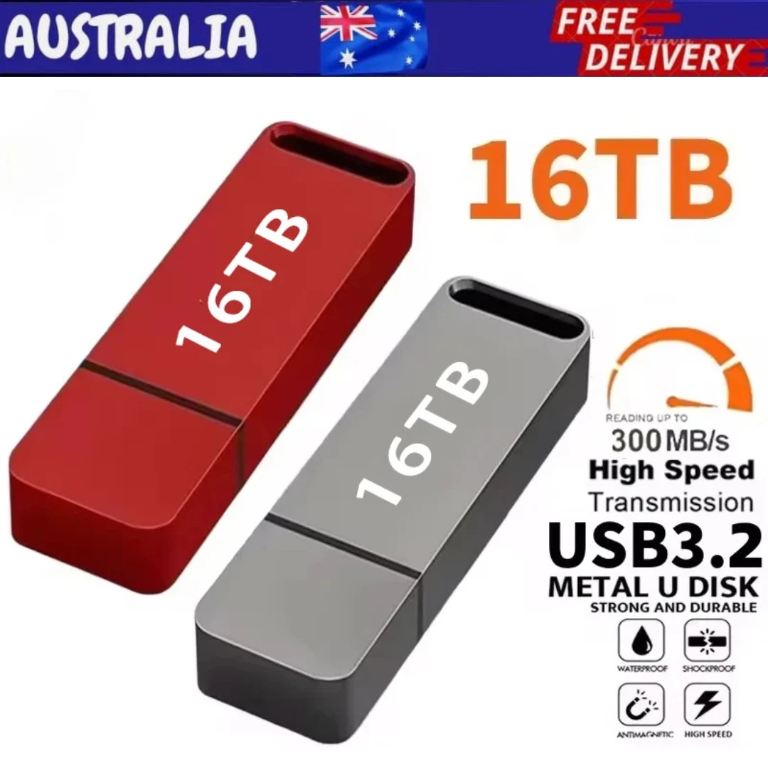 16TB USB 3.2 Metal Flash Drive High Speed Memory Stick Portable USB Storage Pen