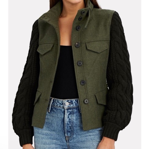 Veronica beard Arshia Mixed Media Jacket Cable Sleeves Size 2 NWT