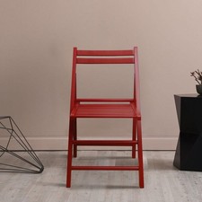 Wooden Folding Chairs 2-Pcs Set Red