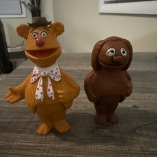 Vtg 1977 Sesame Street Muppets Fisher-Price Stick Puppets Rowlf the Dog Fozzie