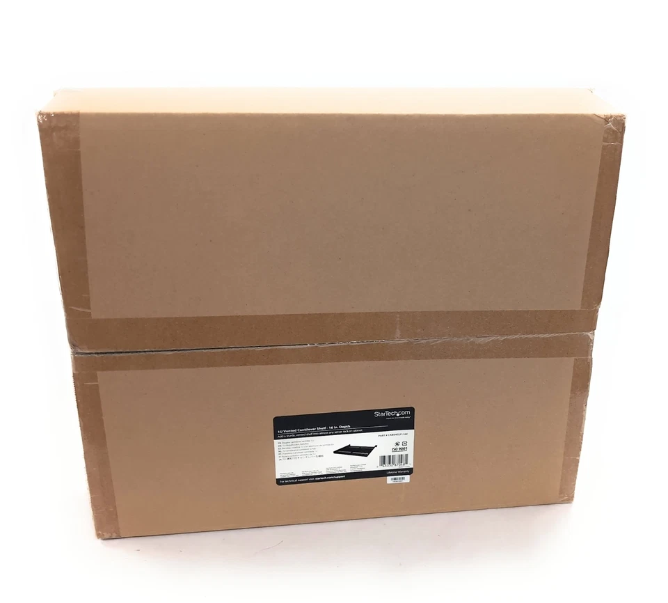 Lot of 2 New Startech CABSHELF116V 1U Vented Cantilever Shelf 16" Depth 44lb Max - Image 3 of 4