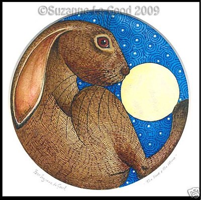Hare and Moon print Limited edition from original painting by Suzanne ...