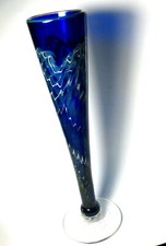 LUNDBERG STUDIOS COBALT BLUE VASE ARTSY SHAPES 10"  2