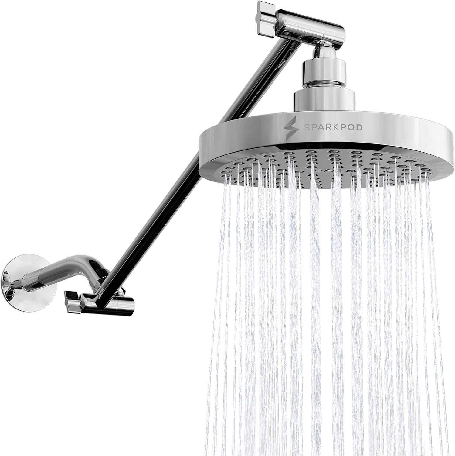 6 Inch High Pressure Rain Shower Head with 9 Inch Stainless Steel Shower Arm