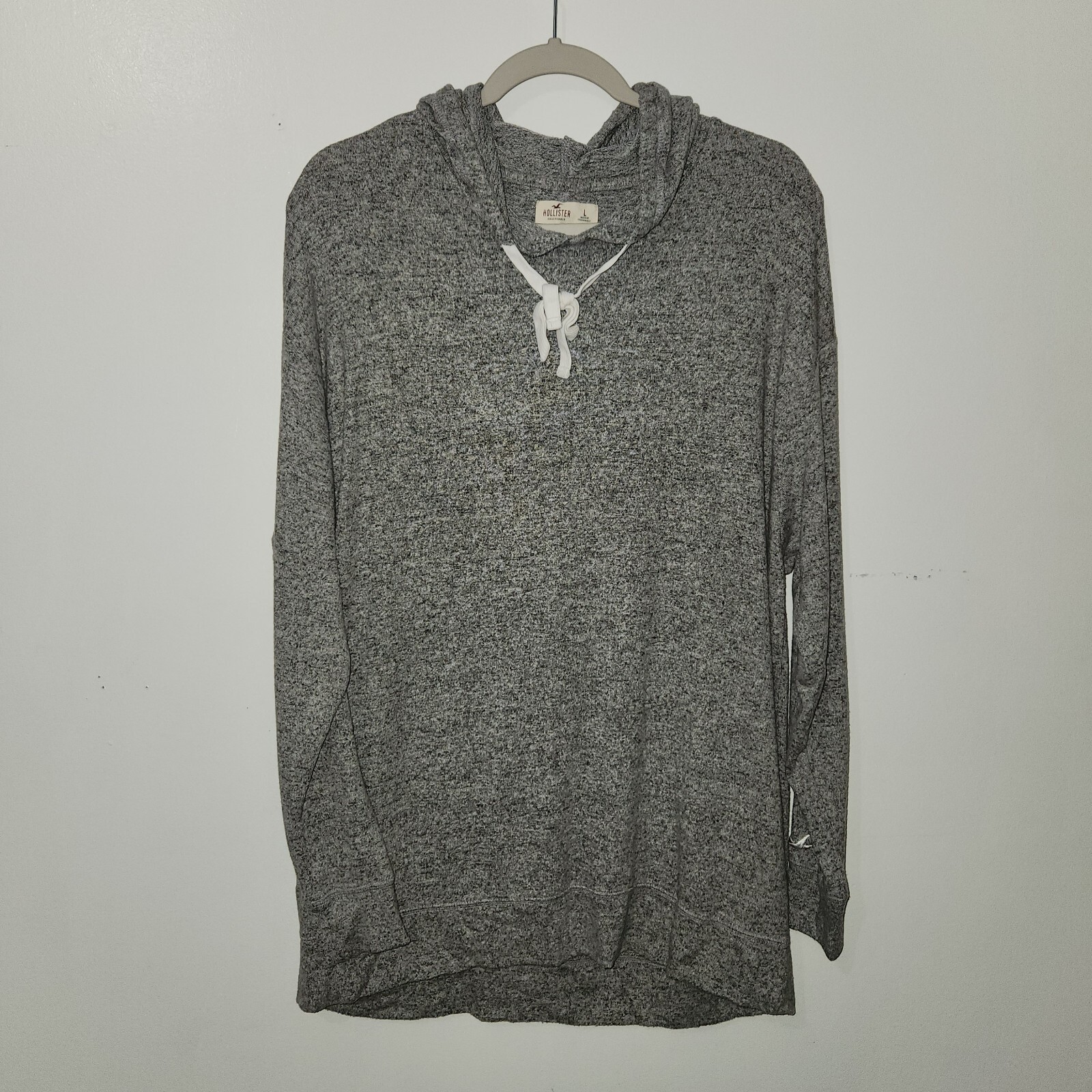 Hollister Women's Lightweight Hoodie Pullover Large Gray Heather Oversized Soft