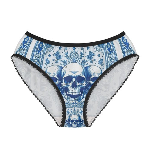 Skully Briefs, Baby Blue Panties, Skull Underwear, Women's Lingerie, Gothic - Picture 2 of 5