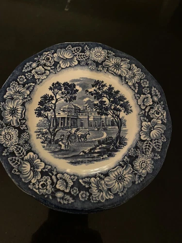 Liberty Blue Bread & Butter Plates Set of 4 Vintage Ironstone Monticello