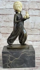 Art Deco Arab Boy Bronze and Decorative Sculpture Lost Wax Marble Figurine Decor