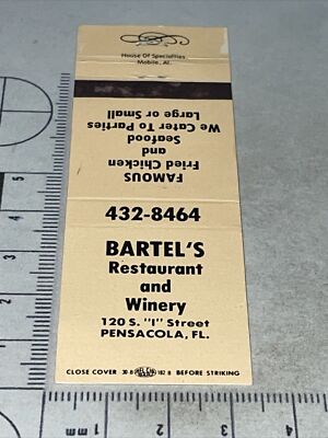 Matchbook Cover  Barrel s Restaurant And Winery Pensacola, FL  gmg  Unstruck