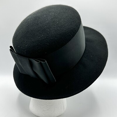 Vintage Black Wool Felt Cloche Vintage Donna Black 1930 main image 4