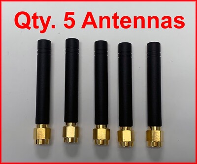5pk GSM Quad-Band Stubby Antenna 2dBi 850/900/1800/1900 MHz SMA Male with Pin
