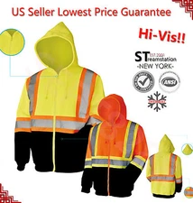 Hi Vis Hoodie ANSI Class 3 Work Sweatshirt Fleece Lined Black Bottom 06H