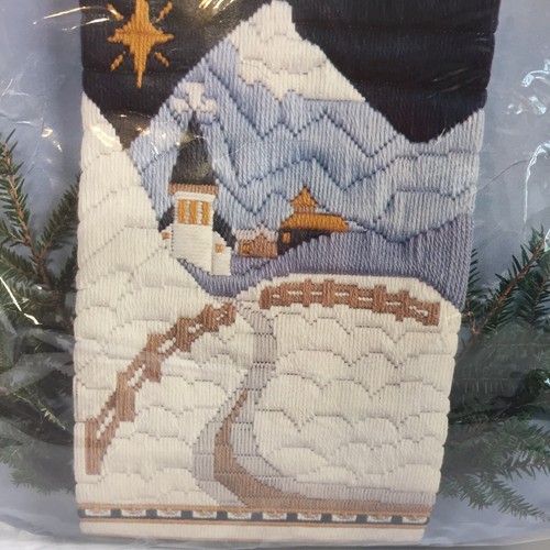 Christmas Village Needlepoint Kit Bernat 10" x 18" Quickstitch - Picture 2 of 5
