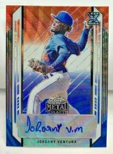 Jordany Ventura 2021 Leaf Metal Draft Red White&Blue Wave Autograph Auto #'d 4/5