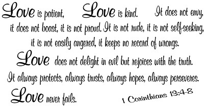 1 Corinthians 13:4-8 11''x22'' Bible Verse Wall Decal by Scripture Wall Art...