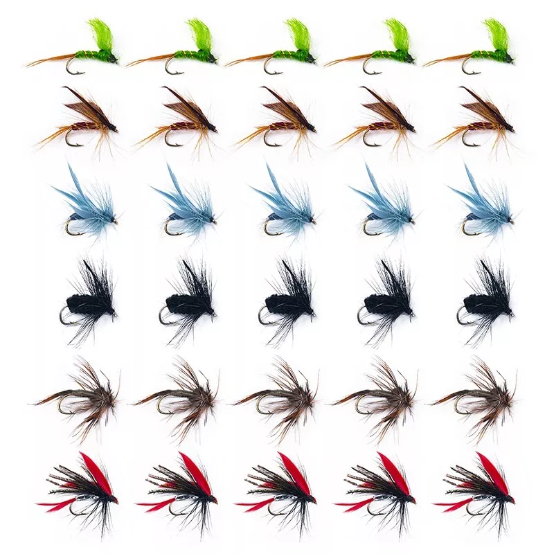 30pcs Fly Fishing Lures Kit Nymph Dry Flies Trout Fly Fishing Flies Bait  Hook