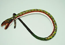 19c. Ottoman Turkish POW Glass Beadwork Crochet Beaded Snake Serpent Horse Whip