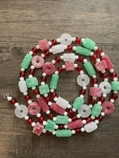 Vintage Plastic Sugar Frosted Lifesavers Candy Christmas Garland Red Green White