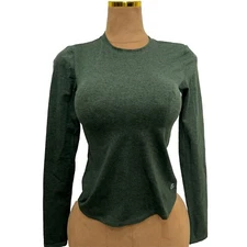 Calme Green Marled Long Sleeve Tee Shirt Womens Size XS  Casual Active Top